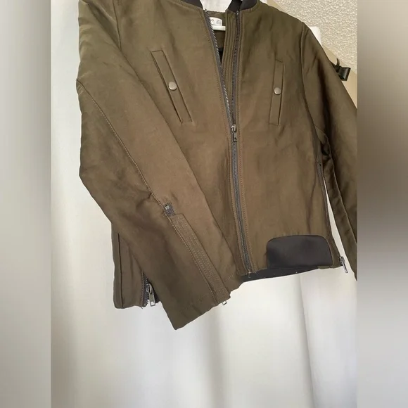 Mango Khaki olive green Military Jacket NWOT size Small but oversized - Picture 4 of 6